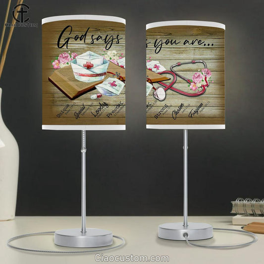 God Says You Are Nurse Table Lamp For Bedroom - Christian Wall Table Lamp - Scripture Table Lamp Prints