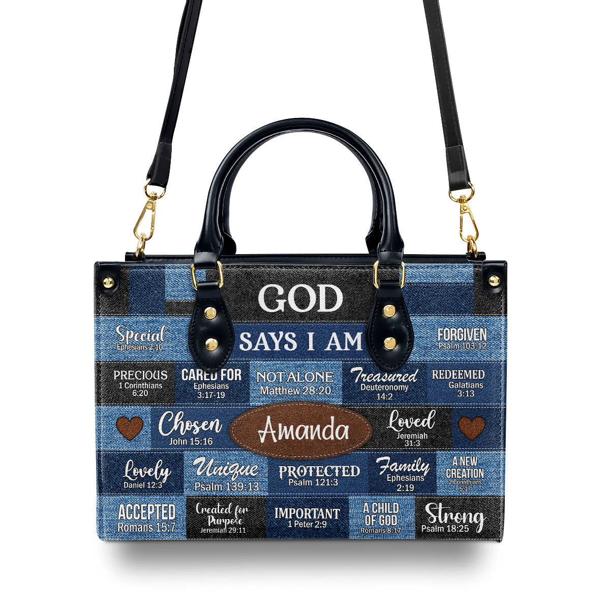 God Says You Are Personalized Leather Handbag With Zipper Gift For Her