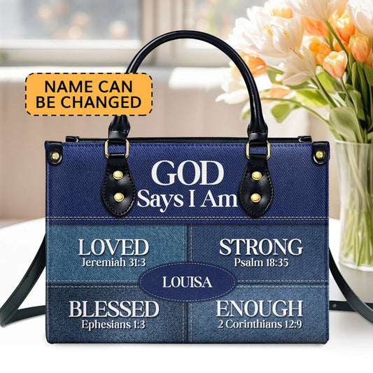 God Says You Are Religious Gift For Worship Friends Personalized Leather Handbag With Zipper