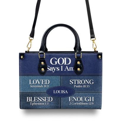 God Says You Are Religious Gift For Worship Friends Personalized Leather Handbag With Zipper
