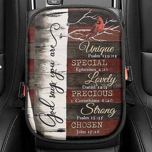 God Says You Are Seat Box Cover, Christian Car Center Console Cover, Religious Car Interior Accessories