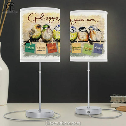 God Says You Are Sparrow Table Lamp For Bedroom - Christian Wall Table Lamp - Scripture Table Lamp Prints