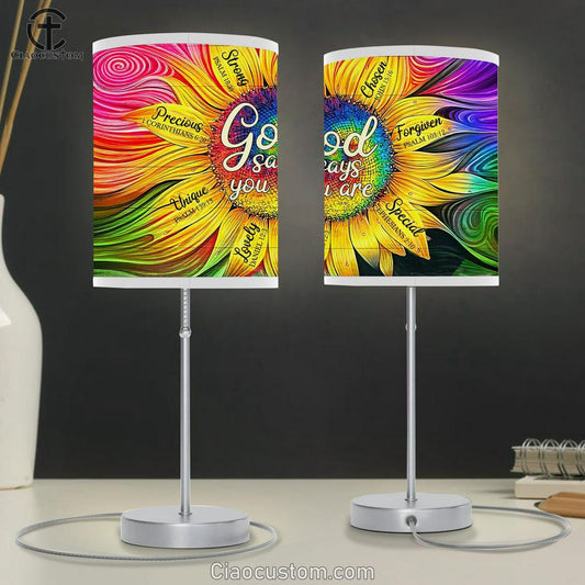 God Says You Are Sunflower Table Lamp Prints - Christian Wall Table Lamp - Scripture Table Lamp Prints