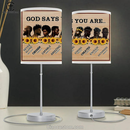 God Says You Are Table Lamp For Bedroom - African American Black Men - Christian Wall Table Lamp - Scripture Table Lamp Prints