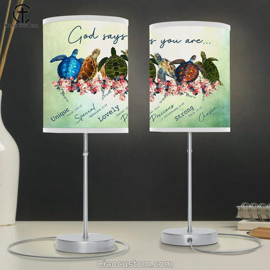 God Says You Are Turtles Large Table Lamp Art - Christian Lamp Art Home Decor - Religious Table Lamp Prints