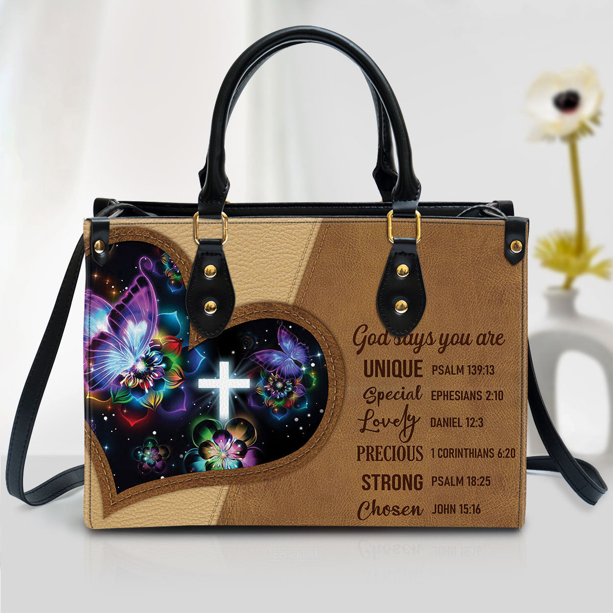 God Says You Are Unique - Beautiful Butterfly Leather Bag - Christian Pu Leather Bags For Women
