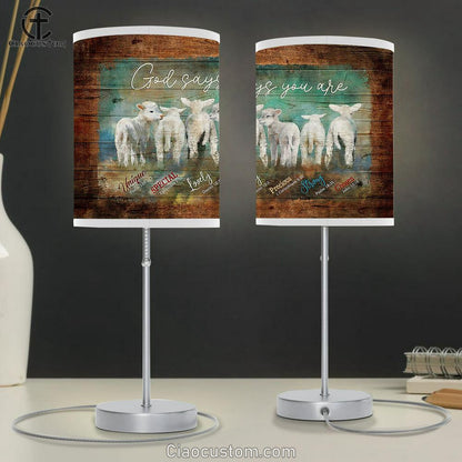 God Says You Are Unique Baby Lambs Table Lamp For Bedroom - Bible Verse Table Lamp - Religious Room Decor