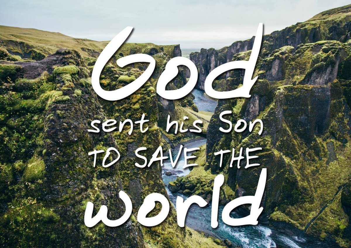 God Sent His Son To Save The World Wall Art Canvas Print - Christian Canvas Wall Art