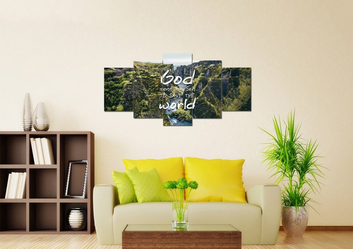 God Sent His Son To Save The World Wall Art Canvas Print - Christian Canvas Wall Art