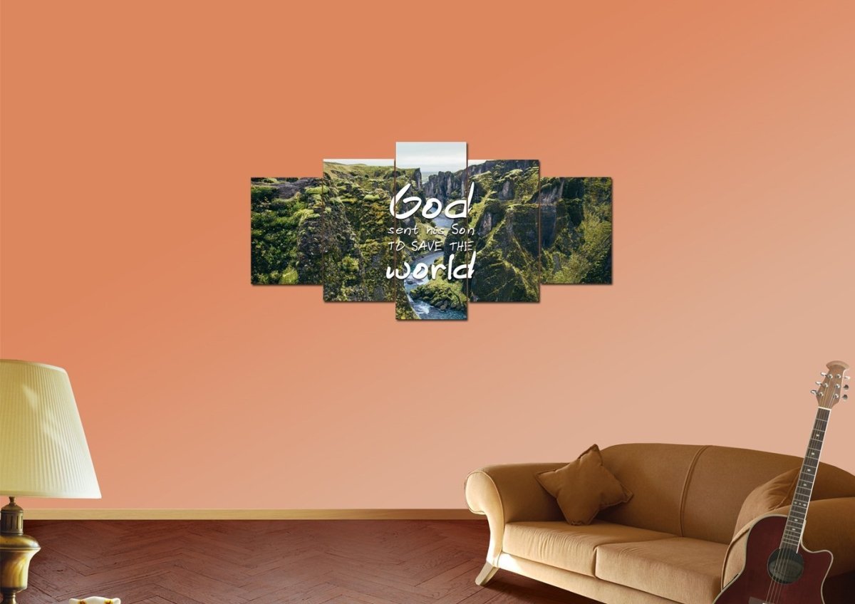 God Sent His Son To Save The World Wall Art Canvas Print - Christian Canvas Wall Art