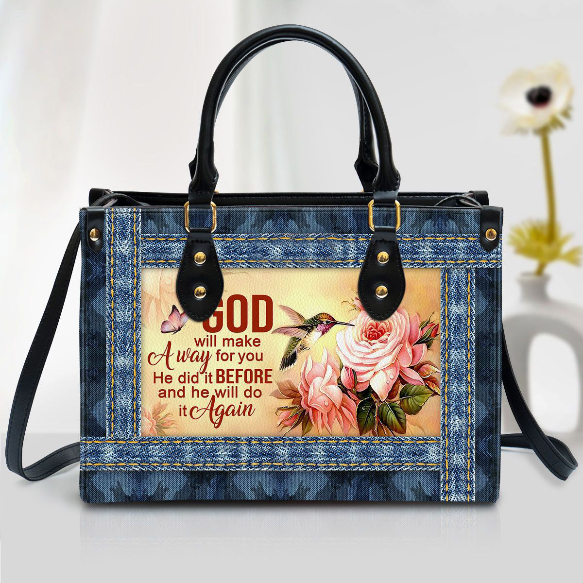 God Will Make A Way For You Zippered Leather Handbag With Handle Gift For Her - Women Pu Leather Bag