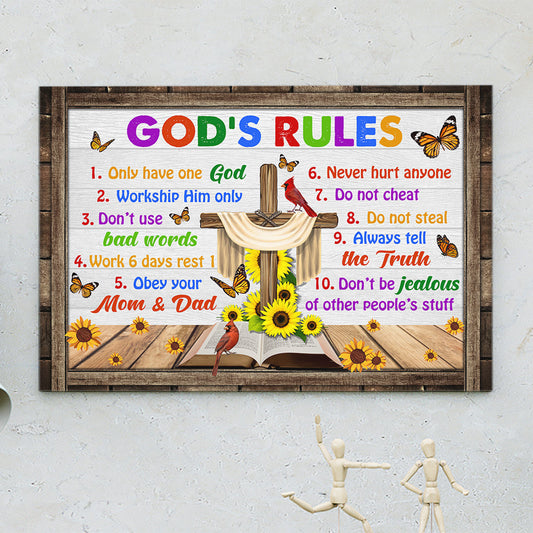 God's Rules Ten Commandments Canvas Poster - Christian Canvas Wall Art