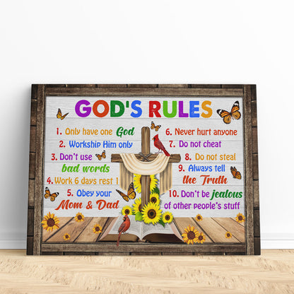 God's Rules Ten Commandments Canvas Poster - Christian Canvas Wall Art