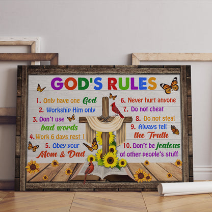 God's Rules Ten Commandments Canvas Poster - Christian Canvas Wall Art