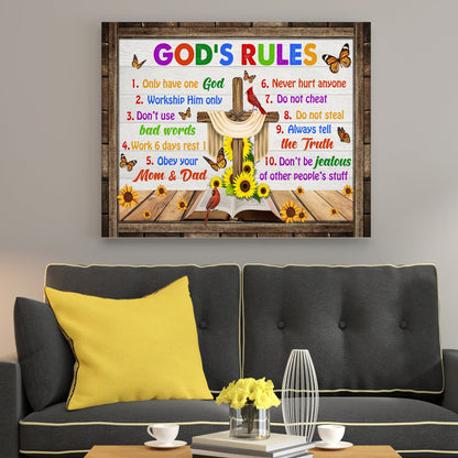 God's Rules Ten Commandments Canvas Poster - Christian Canvas Wall Art