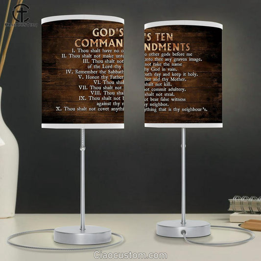 God's Ten Commandments Lamp Art Table Lamp - Christian Lamp Art - Religious Art