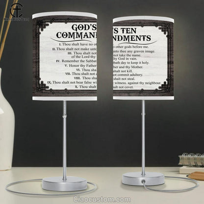 God's Ten Commandments Table Lamp Print - Inspirational Table Lamp Art - Scripture Lamp Art
