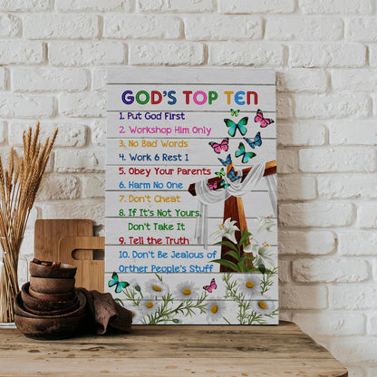 God's Top 10 Ten Commandments Canvas Prints - Christian Canvas Wall Art