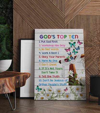 God's Top 10 Ten Commandments Canvas Prints - Christian Canvas Wall Art