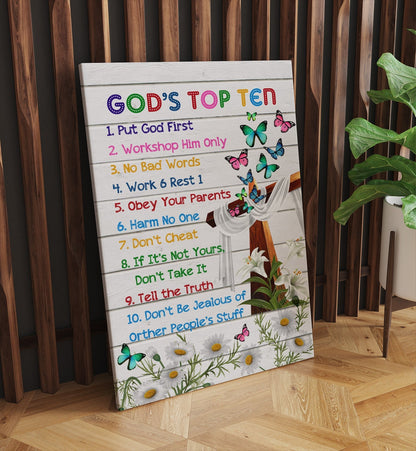 God's Top 10 Ten Commandments Canvas Prints - Christian Canvas Wall Art