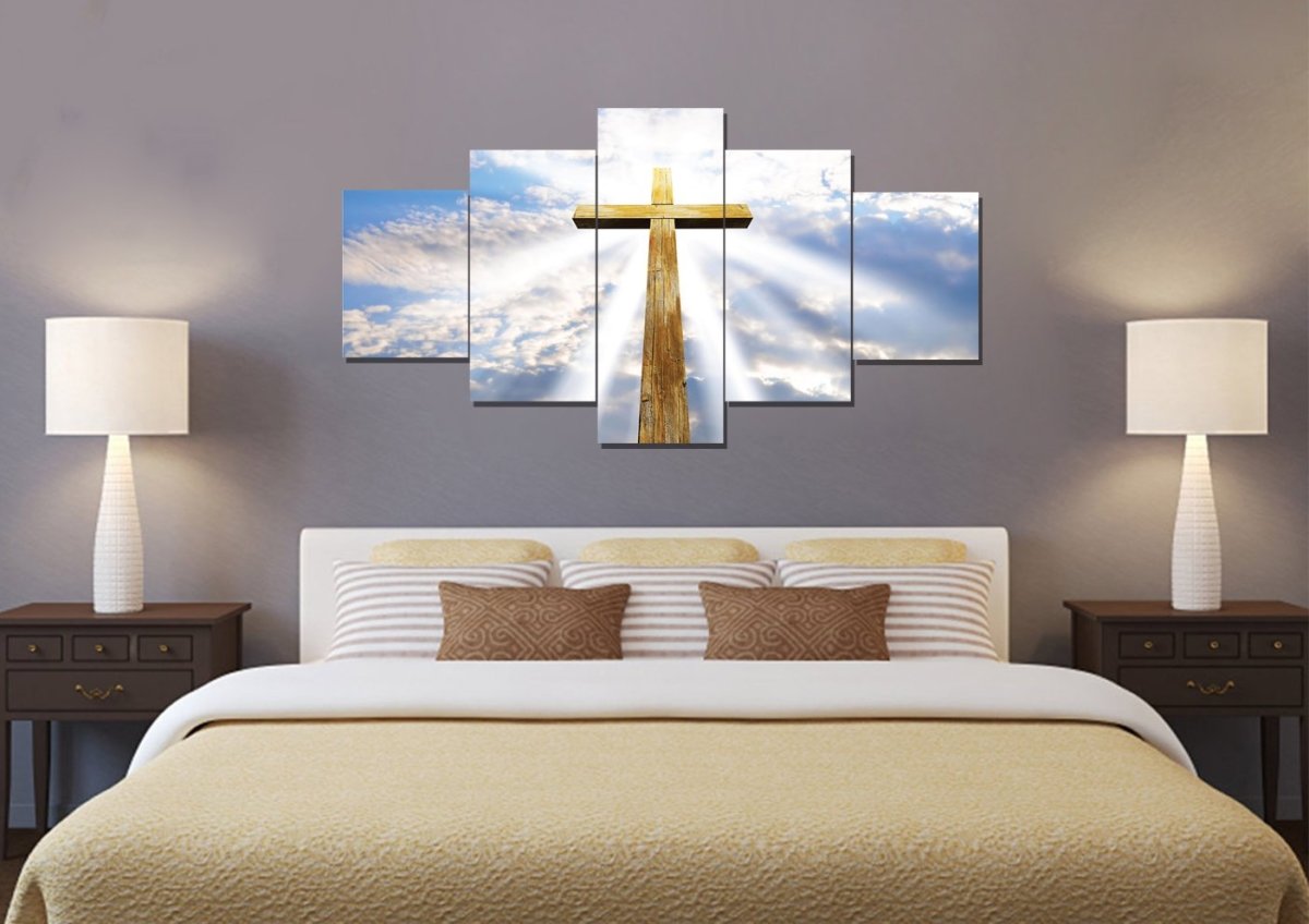 Gods Light Shining On The Cross Canvas - Christian Canvas Wall Art