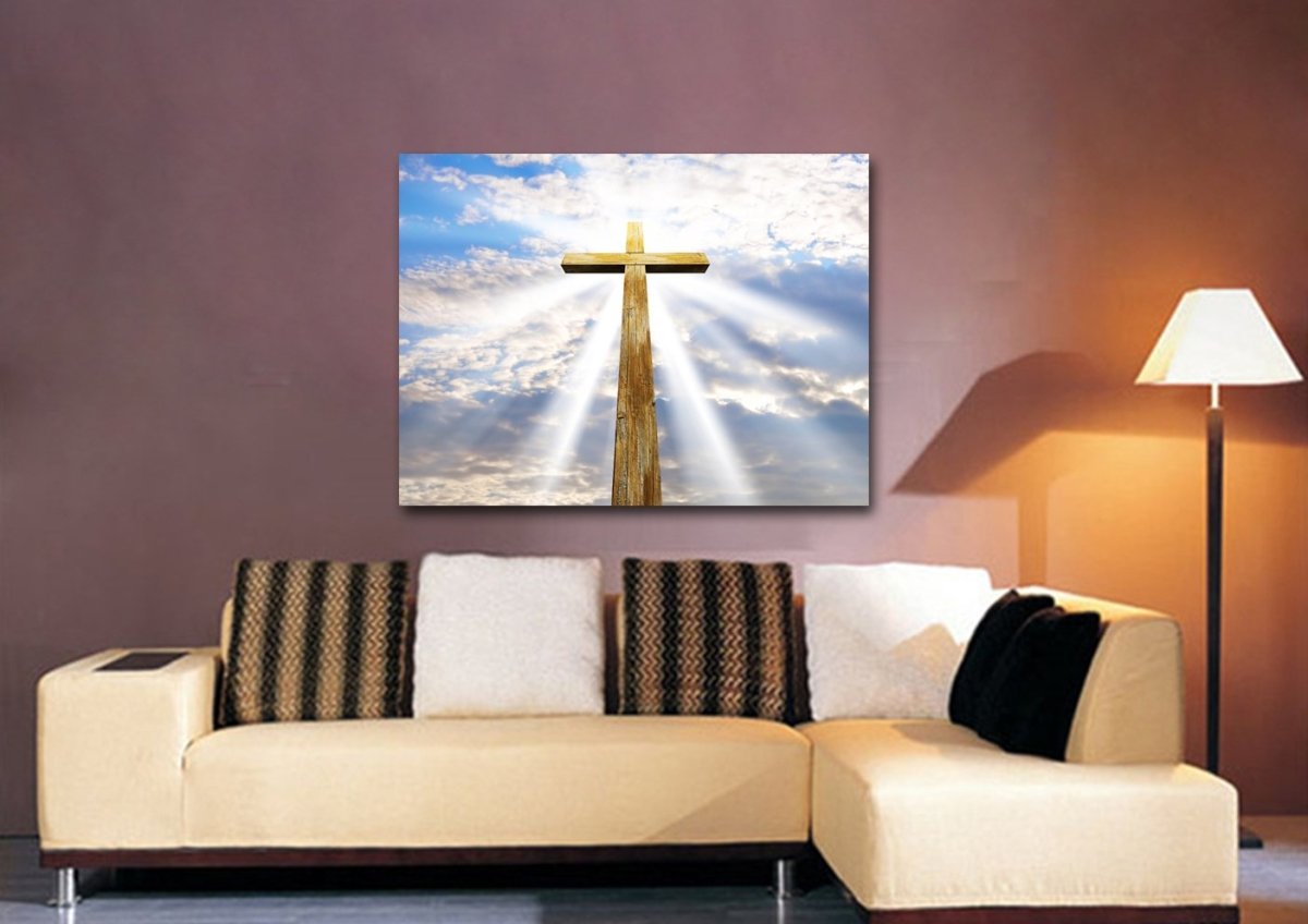 Gods Light Shining On The Cross Canvas - Christian Canvas Wall Art