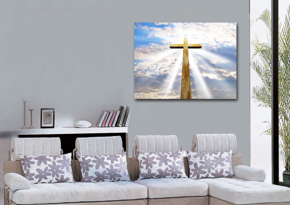 Gods Light Shining On The Cross Canvas - Christian Canvas Wall Art