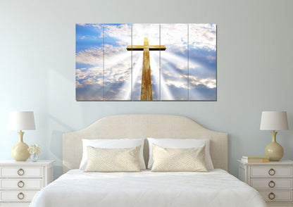 Gods Light Shining On The Cross Canvas - Christian Canvas Wall Art