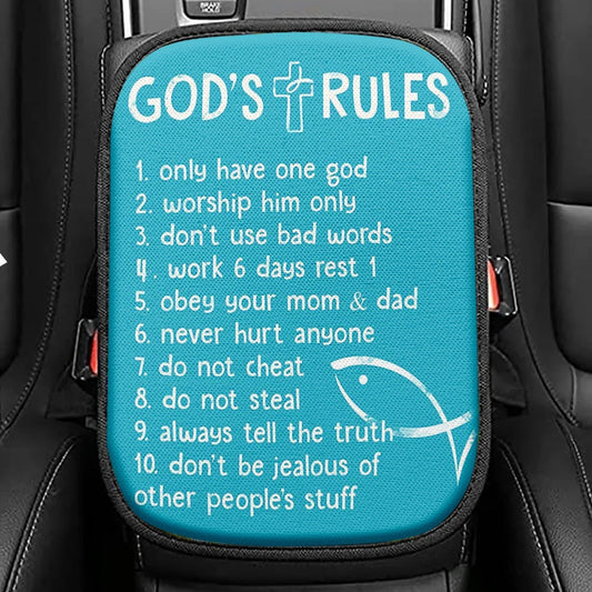 Gods Rules Seat Box Cover, Car Center Console Cover
