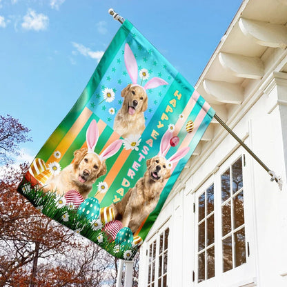 Golden Retriever Easter House Flags - Happy Easter Garden Flag - Decorative Easter Flags