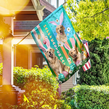 Golden Retriever Easter House Flags - Happy Easter Garden Flag - Decorative Easter Flags