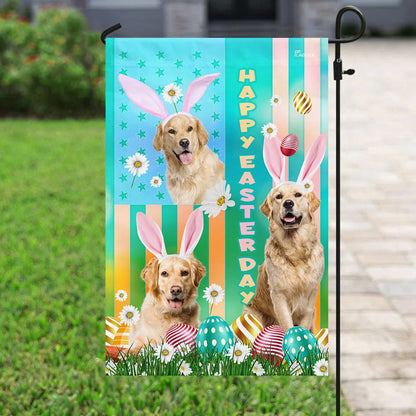 Golden Retriever Easter House Flags - Happy Easter Garden Flag - Decorative Easter Flags