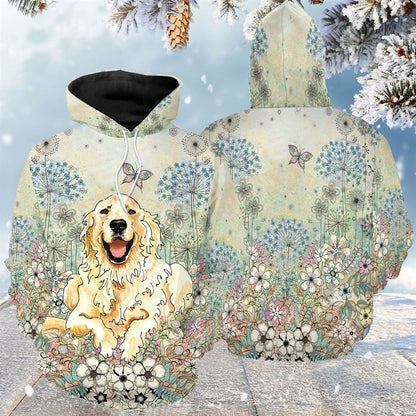 Golden Retriever Flower All Over Print 3D Hoodie For Men And Women, Best Gift For Dog lovers, Best Outfit Christmas
