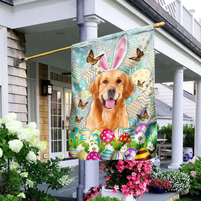 Golden Retriever Happy Easter House Flag - Easter Garden Flag - Easter Outdoor Decor
