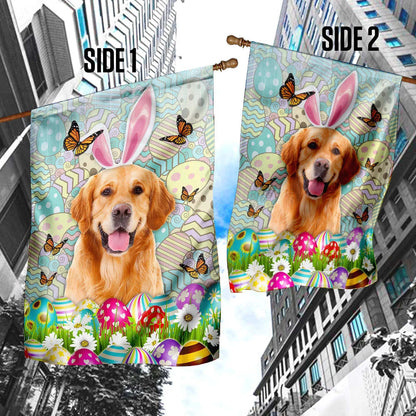 Golden Retriever Happy Easter House Flag - Easter Garden Flag - Easter Outdoor Decor