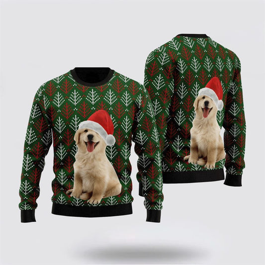 Golden Retriever Puppy Wears Santa Hat Ugly Christmas Sweater For Men And Women, Gift For Christmas, Best Winter Christmas Outfit