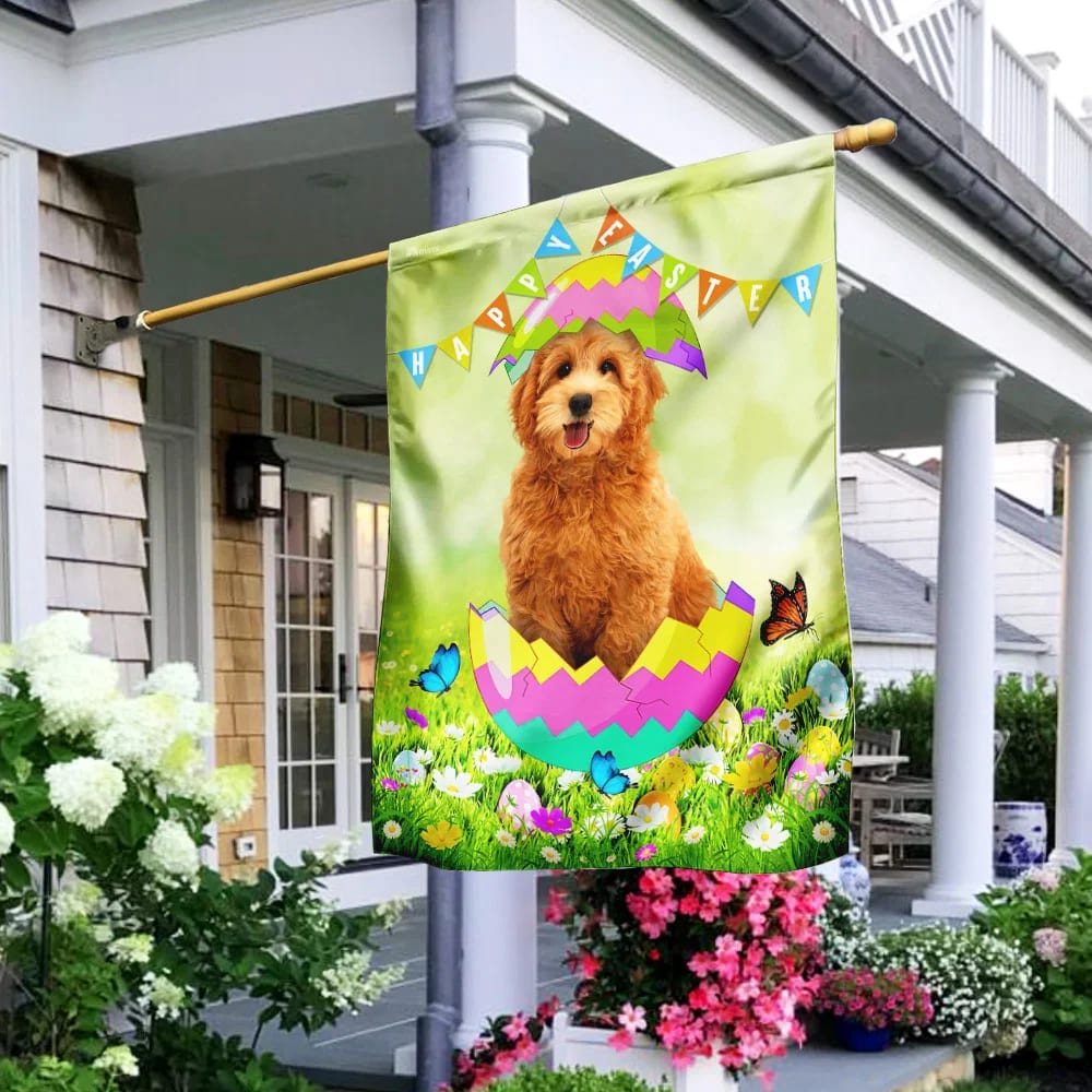 Goldendoodle Easter Egg House Flag 1 - Happy Easter Garden Flag - Decorative Easter Flags