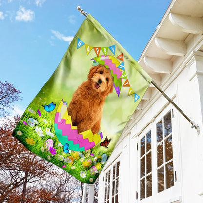 Goldendoodle Easter Egg House Flag 1 - Happy Easter Garden Flag - Decorative Easter Flags