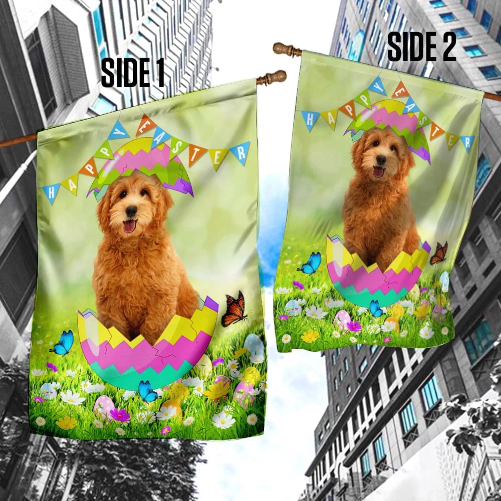 Goldendoodle Easter Egg House Flag 1 - Happy Easter Garden Flag - Decorative Easter Flags