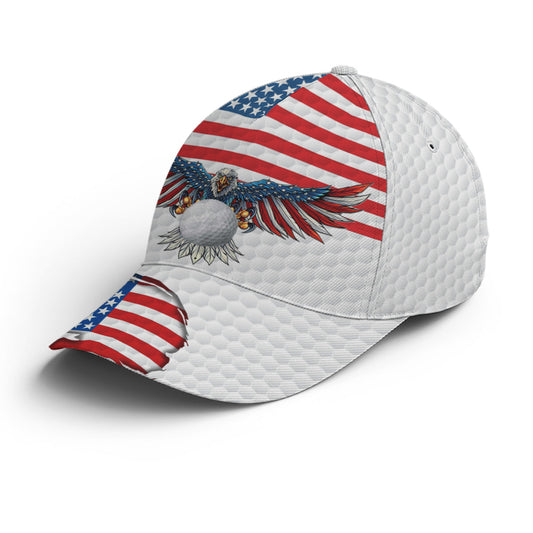 Golf American Flag Eagle Golf Ball Pattern Baseball Cap