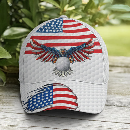 Golf American Flag Eagle Golf Ball Pattern Baseball Cap