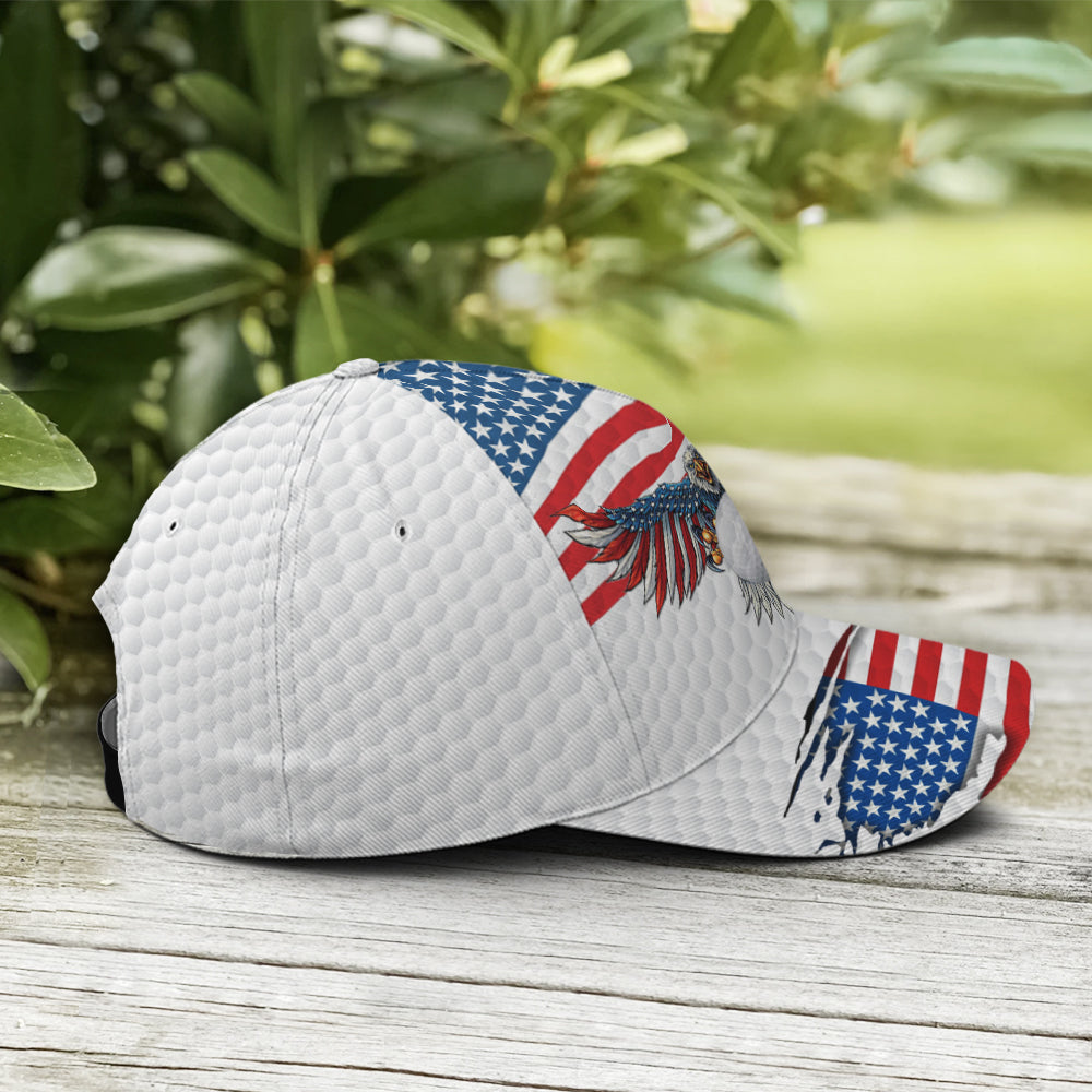 Golf American Flag Eagle Golf Ball Pattern Baseball Cap