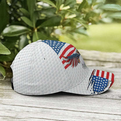 Golf American Flag Eagle Golf Ball Pattern Baseball Cap