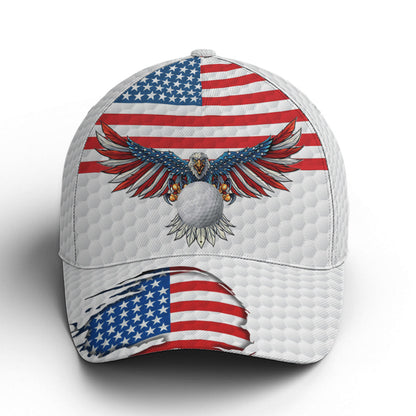 Golf American Flag Eagle Golf Ball Pattern Baseball Cap