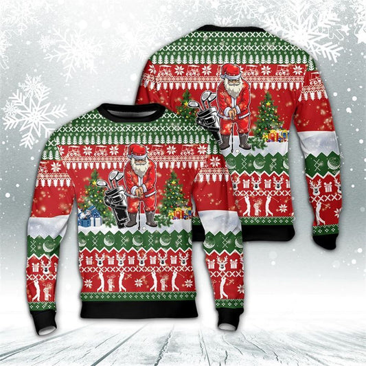 Golf Santa Ugly Christmas Sweater For Men And Women, Best Gift For Christmas, The Beautiful Winter Christmas Outfit