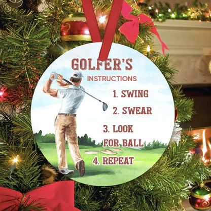 Golfer Instruction 2 Ceramic Circle Ornament - Decorative Ornament - Christmas Ornament
