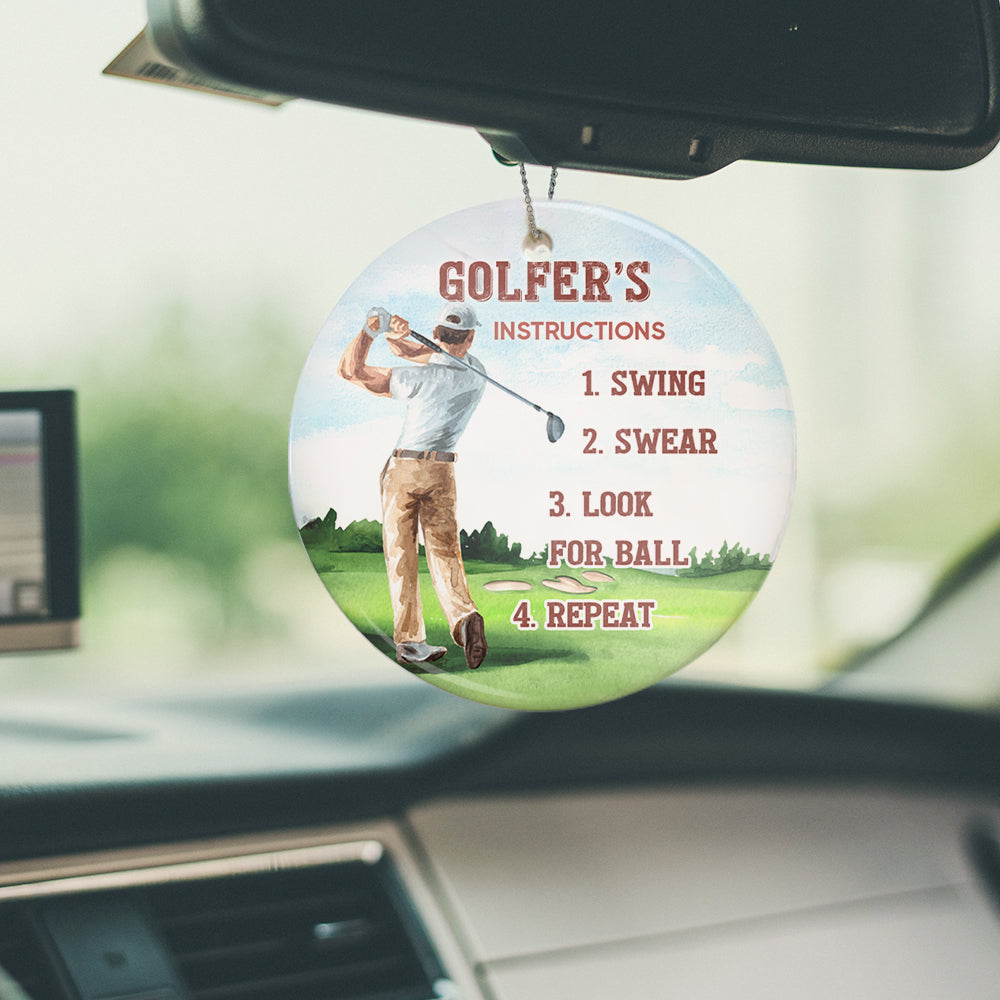 Golfer Instruction 2 Ceramic Circle Ornament - Decorative Ornament - Christmas Ornament