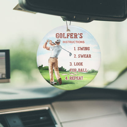 Golfer Instruction 2 Ceramic Circle Ornament - Decorative Ornament - Christmas Ornament