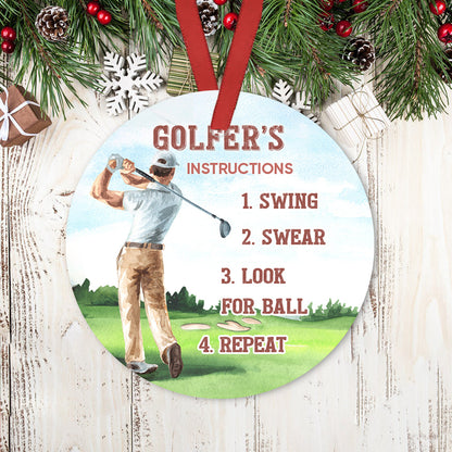 Golfer Instruction 2 Ceramic Circle Ornament - Decorative Ornament - Christmas Ornament