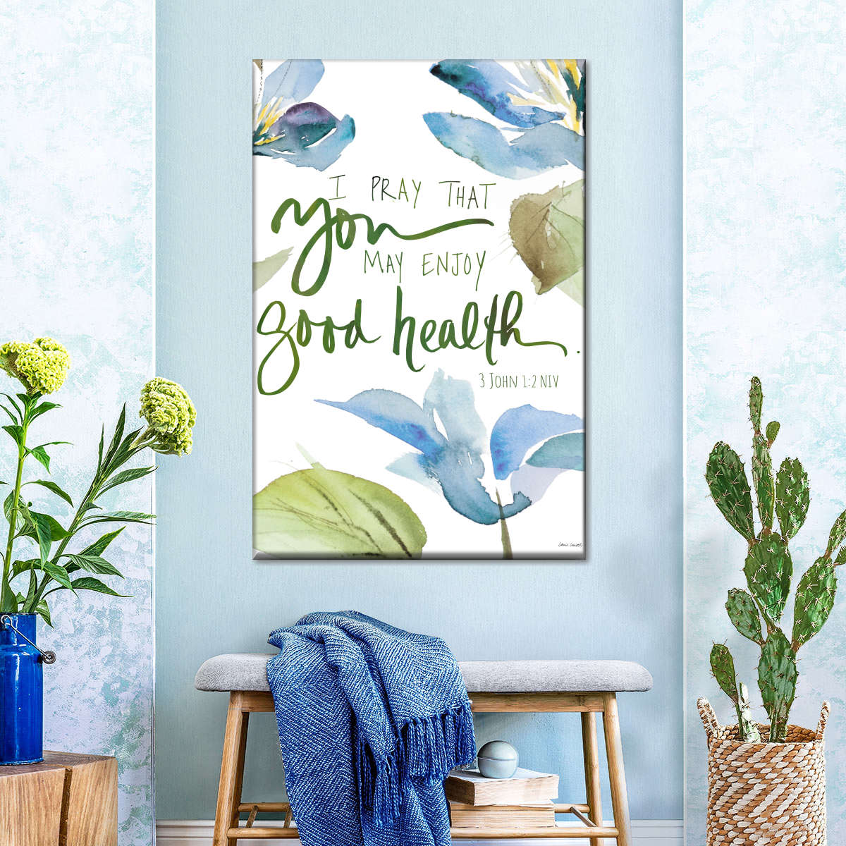 Good Health Geraniums Canvas Wall Art - Canvas Religious Wall Art - Christian Wall Decor Living Room